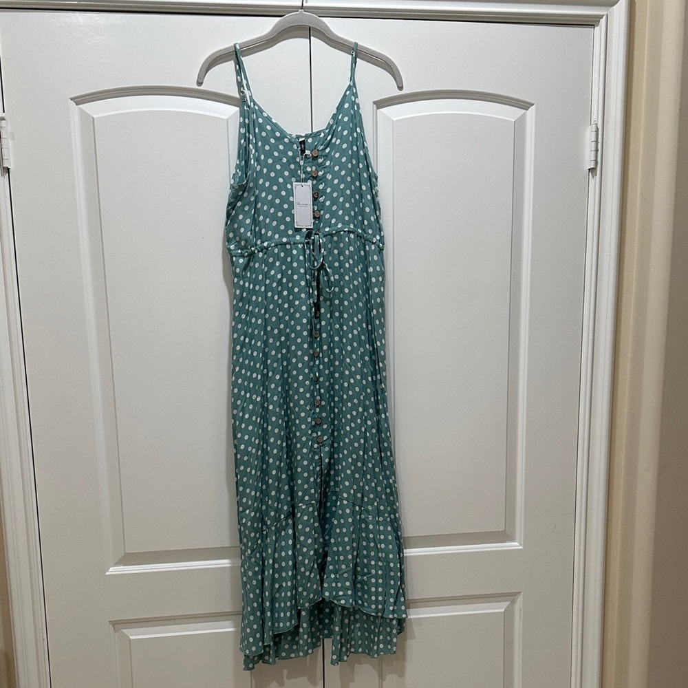 Polka Dot Green Maxi Dress